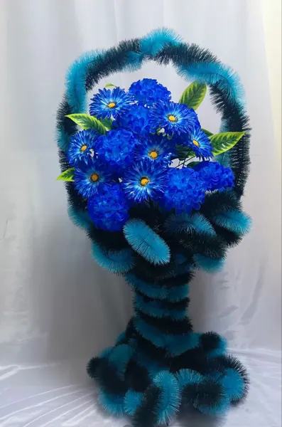 Корзина "Катушка кудрявая", голубая №1 (1,20 см)